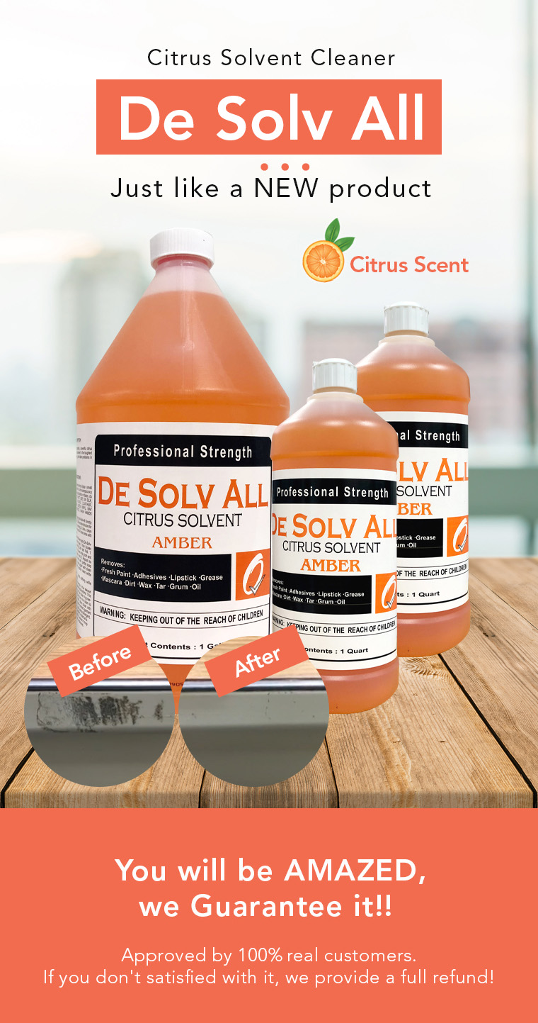 citrus solvent cleaner, just like a new product, professional strength, biodegradable, citrus scent.